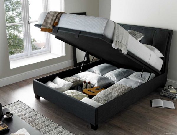 Accent Ottoman Bed, Slate, Open