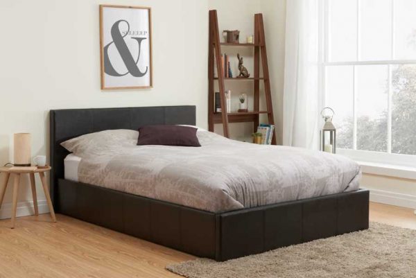 Berlin Brown Faux Leather Ottoman Bed