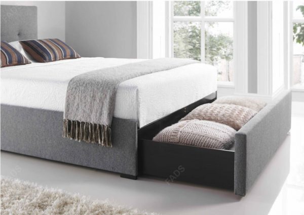 Kaydian-Hexham-Storage-Bed-With-Drawer-Fabric-Smoke-Grey