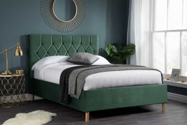 Loxley Ottoman Bed In Green Fabric