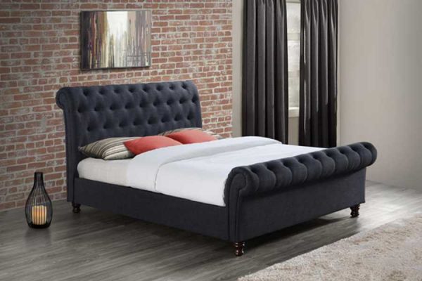 Castello Fabric Bed In Charcoal