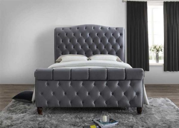 Colorado Fabric Sleigh Bed In Grey