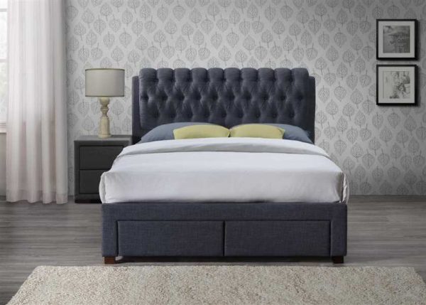 Valentino 2 Drawer Fabric Bed Charcoal