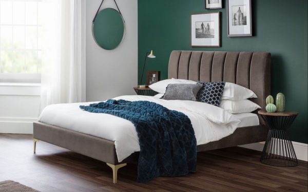 Julian Bowen Deco Bed in Truffle Velvet Fabric