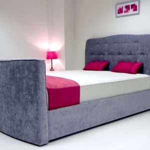 Evelyn TV Bed In Grey Fabric