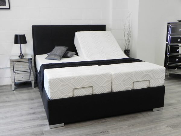 Adjustable bed in Black fabric- Kensington