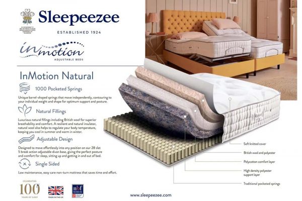 Sleepeezee InMotion Natural Adjustable Mattress Product Spec